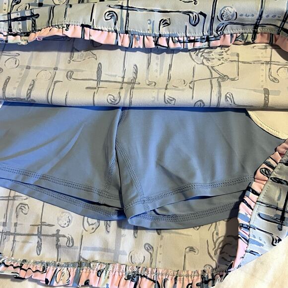 Lilly Pulitzer Luxletic Golf Skort Rare Print Talk Birdie To Me Women’s 12 Blue - Picture 6 of 8